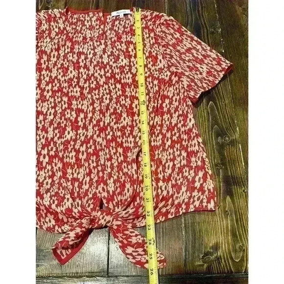 Madewell Sz Medium Crinkled Button Back Tie Front Floral Blouse Top - Picture 5 of 8